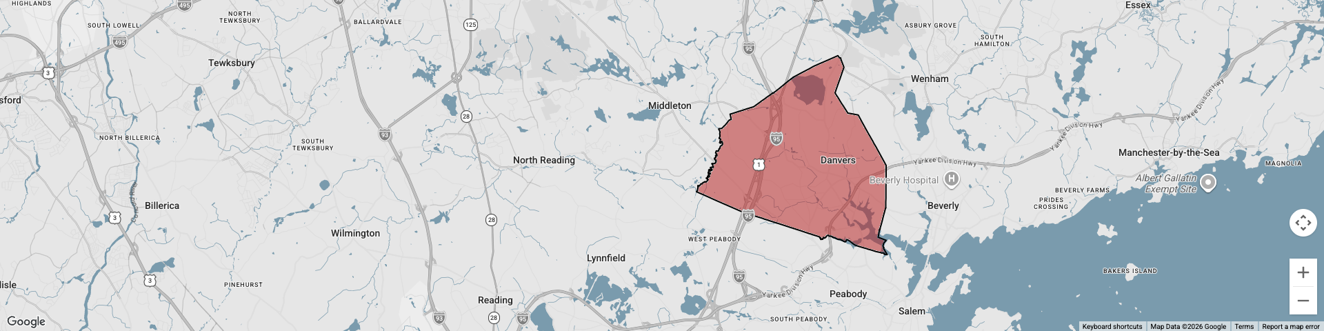 Danvers, MA map
