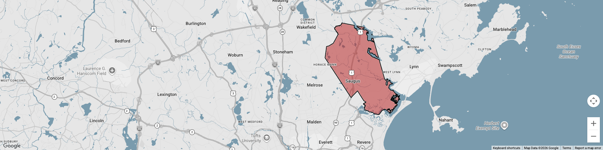 Saugus, MA map
